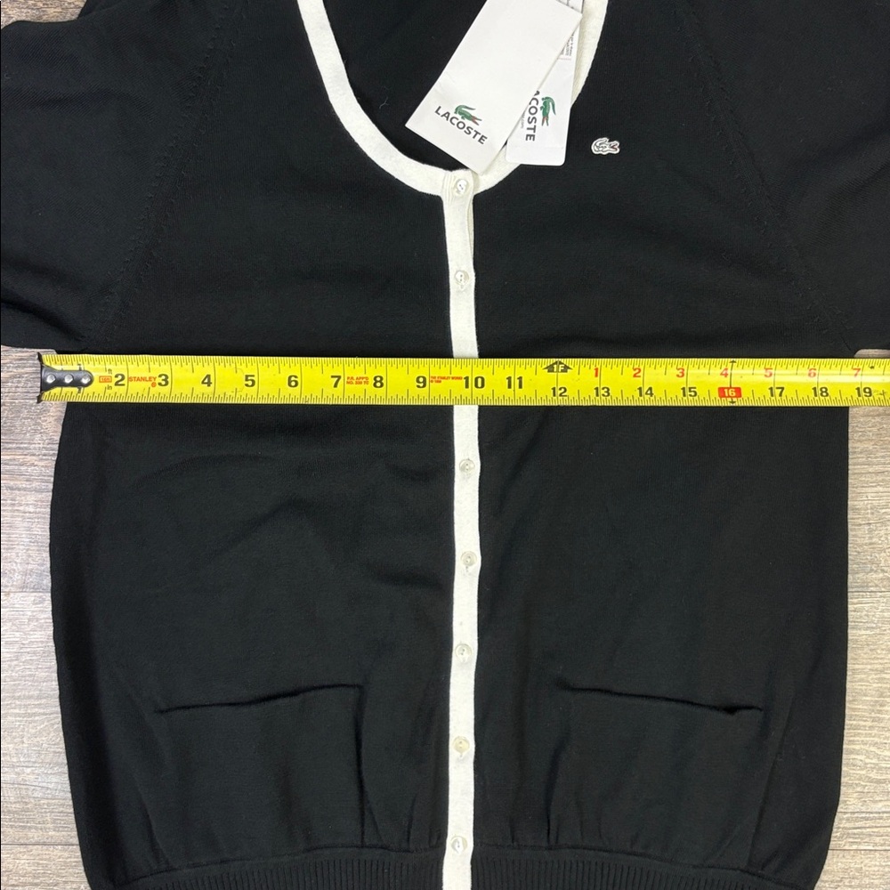 Lacoste “Devanlay” Contrast Trim Cotton Cardigan Sweater (Size 38 / US 6) - Picture 5 of 7